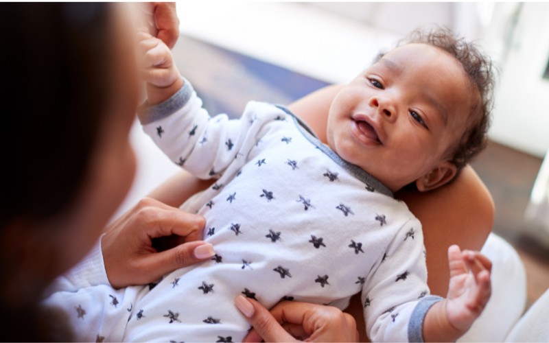 Woman with a baby on her lap